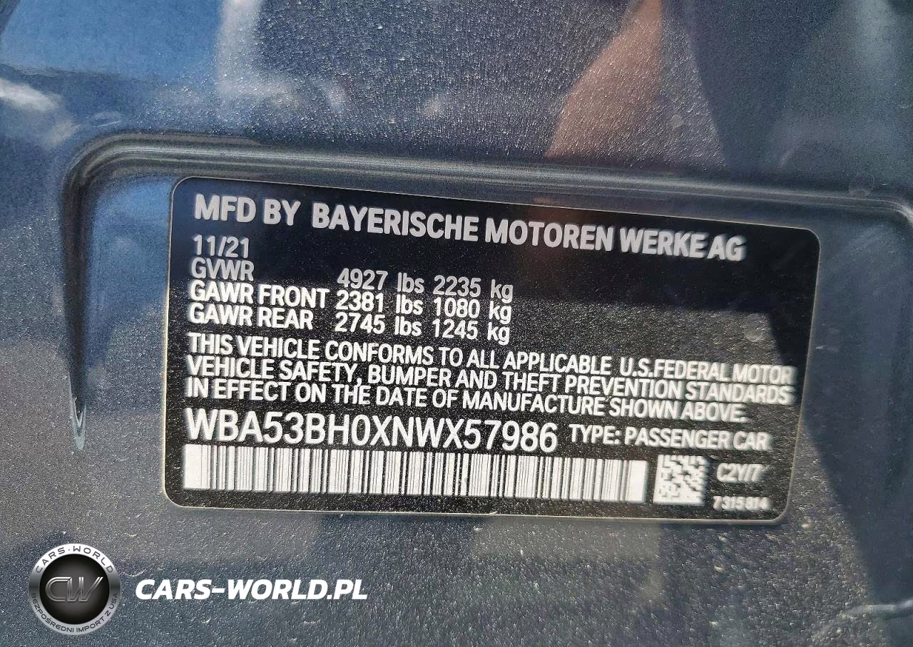 2022 BMW 530 I VIN:WBA53BH0XNWX57986 - 12