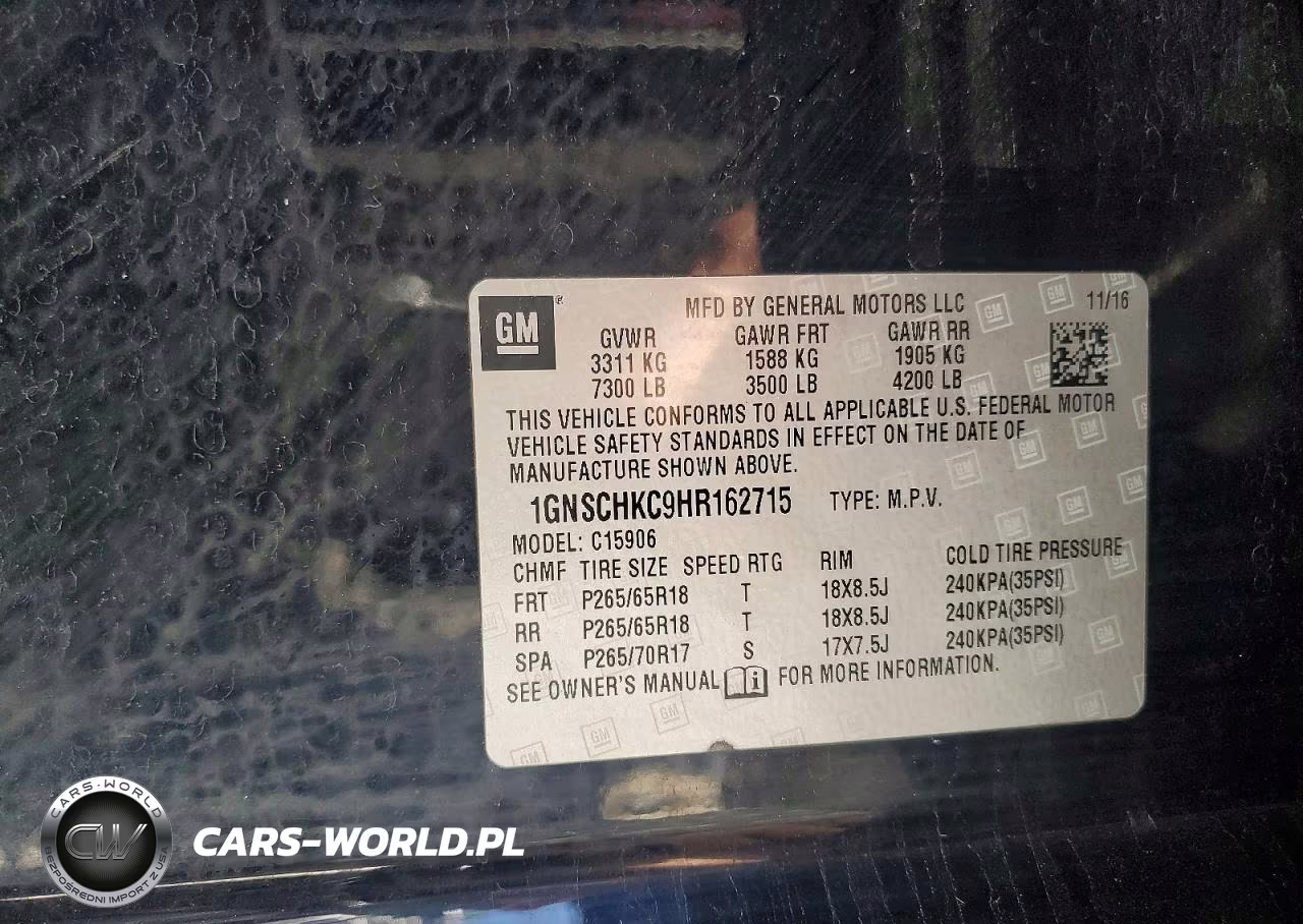 2017 Chev Suburban Ls 1500 VIN:1GNSCHKC9HR162715 - 13