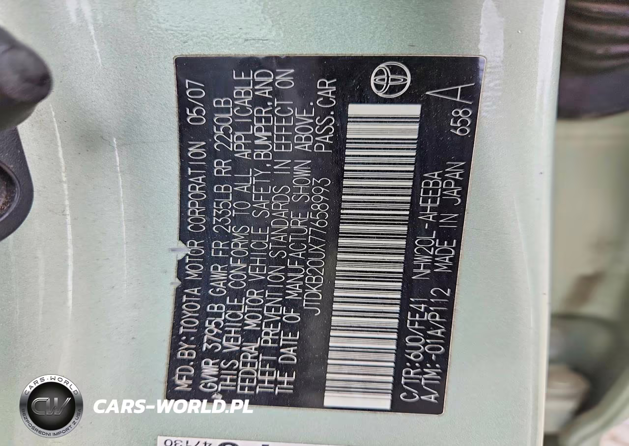 2007 Toyota Prius Base VIN:JTDKB20UX77658993 - 13