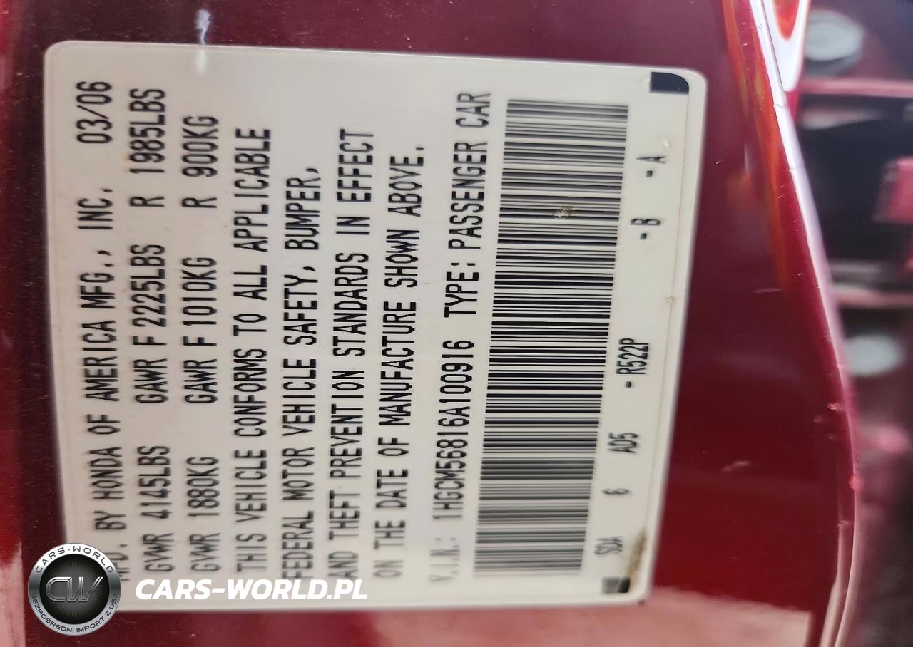 2006 Honda Accord Ex VIN:1HGCM56816A100916 - 12