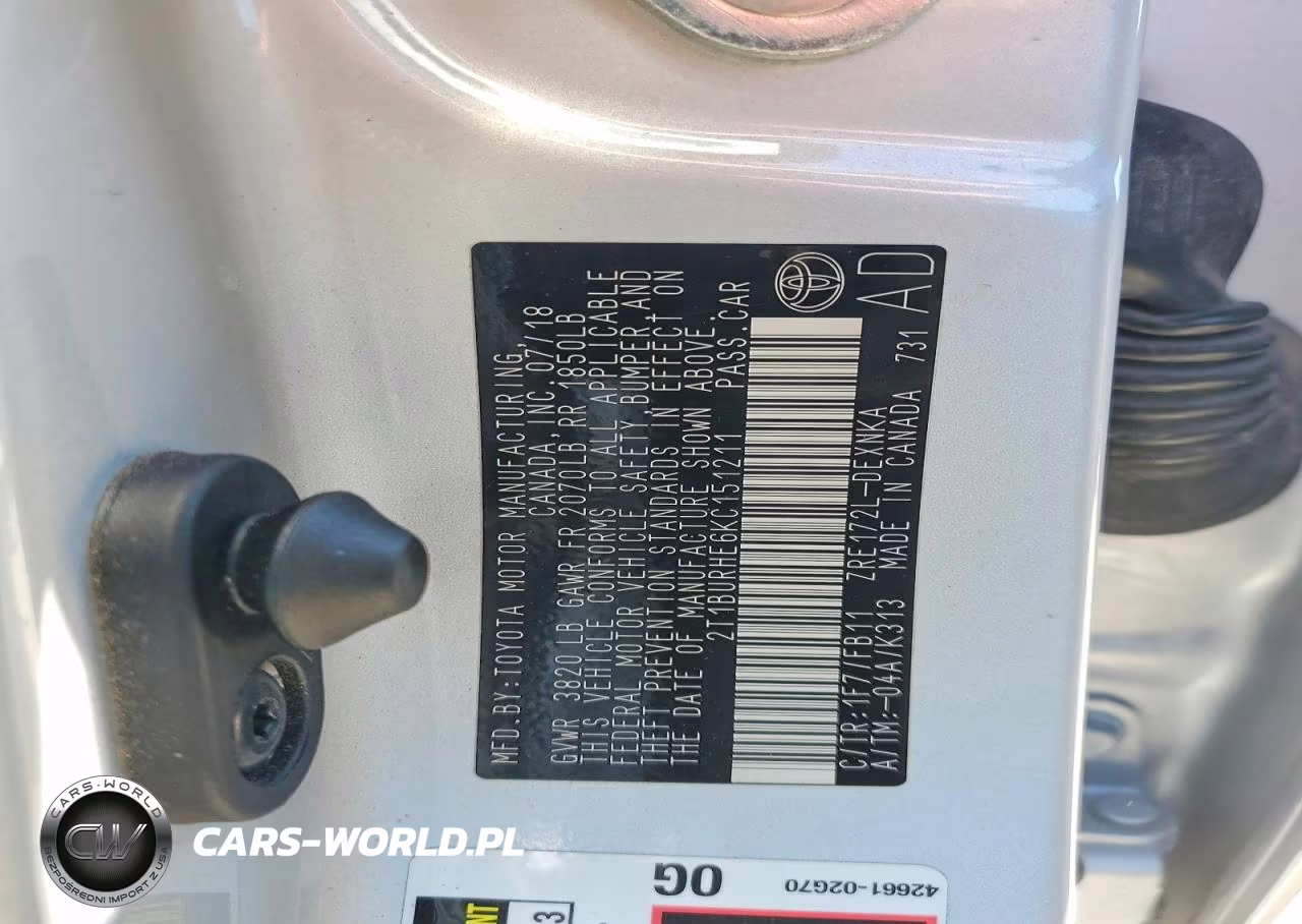 2019 Toyota Corolla Le VIN:2T1BURHE6KC151211 - 12