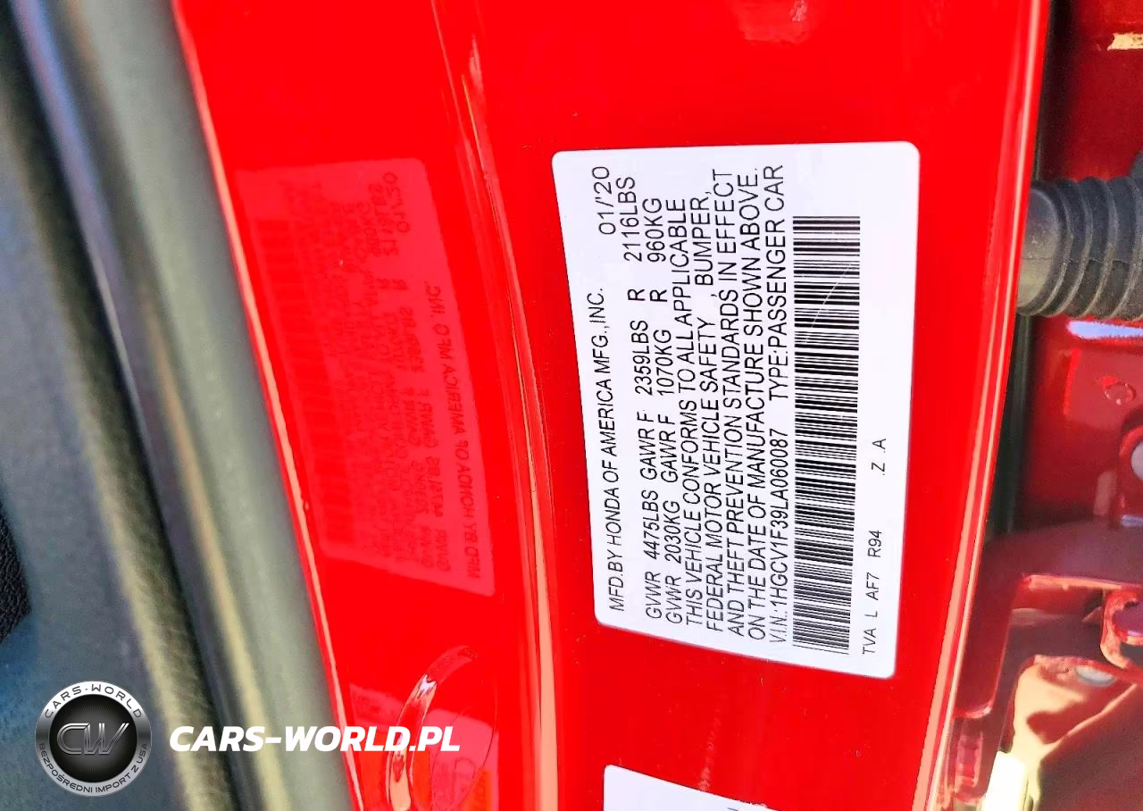 2020 Honda Accord Sport VIN:1HGCV1F39LA060087 - 13