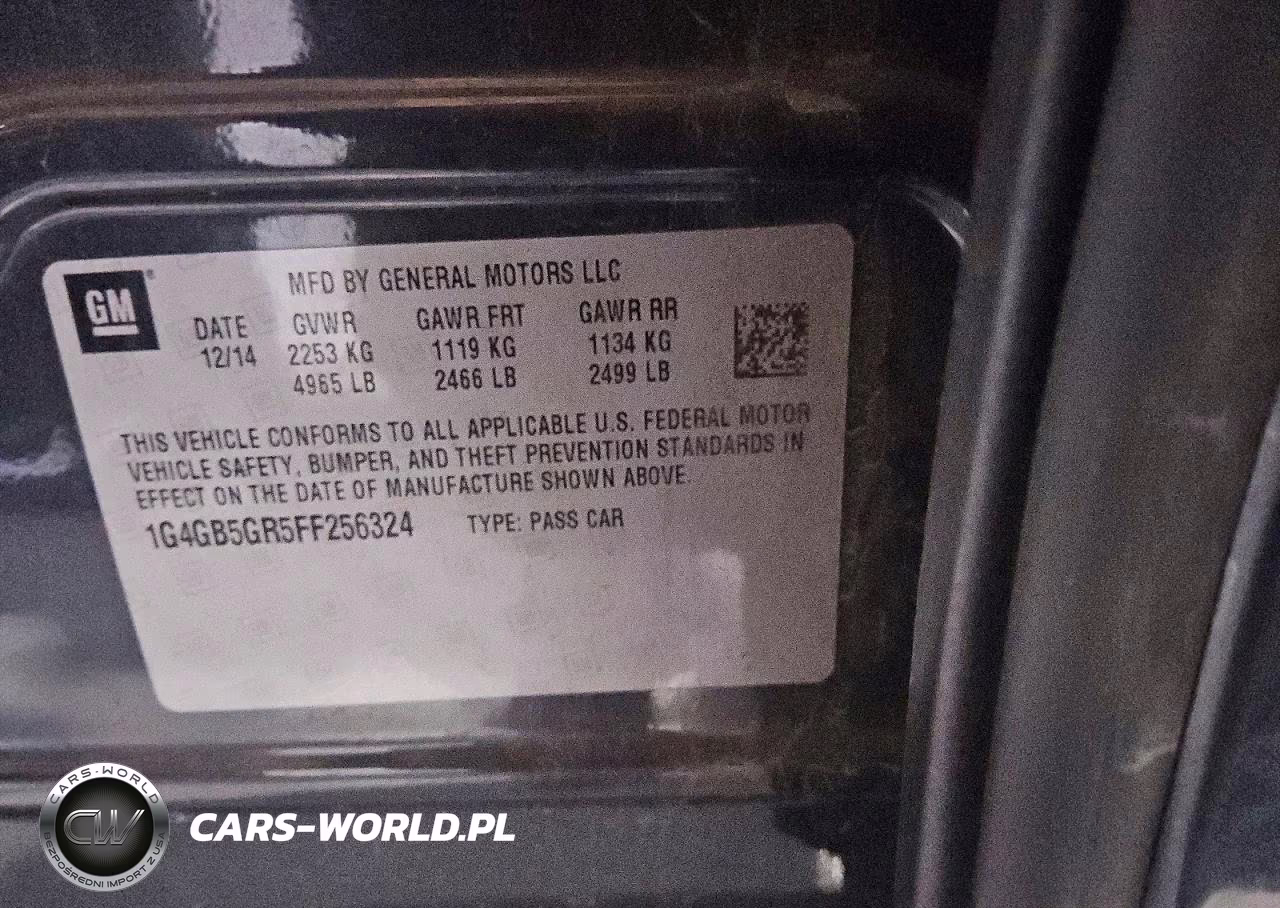 2015 Buick Lacross VIN:1G4GB5GR5FF256324 - 12