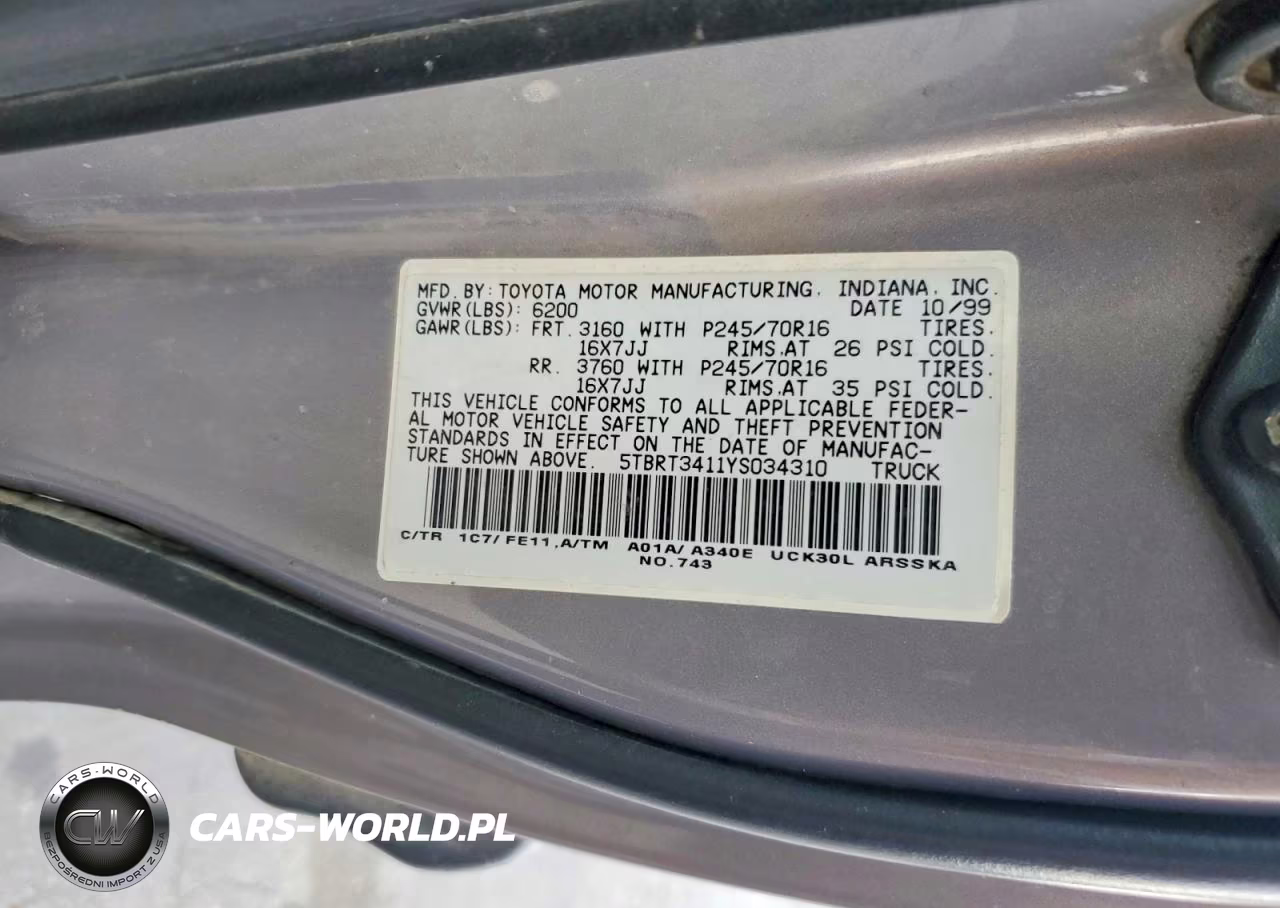 2000 Toyota Tundra Sr5 VIN:5TBRT3411YS034310 - 12