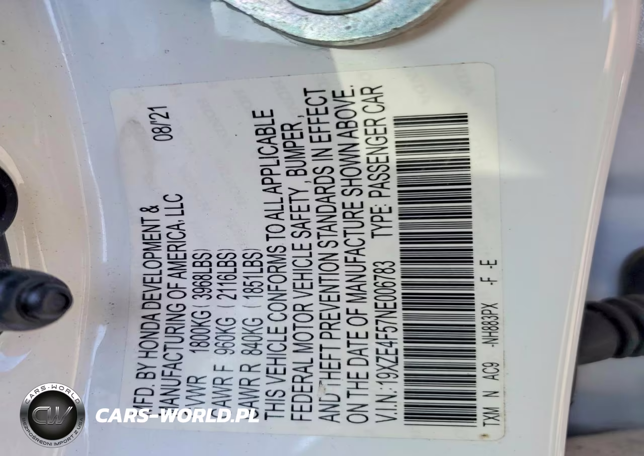 2022 Honda Insight Ex VIN:19XZE4F57NE006783 - 13