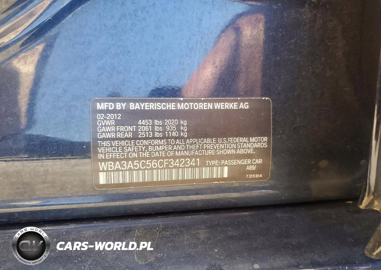 2012 BMW 328 I VIN:WBA3A5C56CF342341 - 12