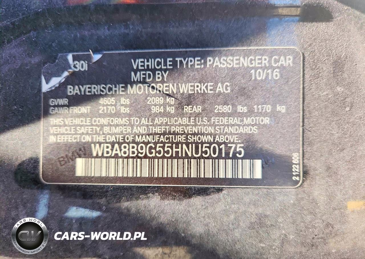 2017 BMW 330 I VIN:WBA8B9G55HNU50175 - 12