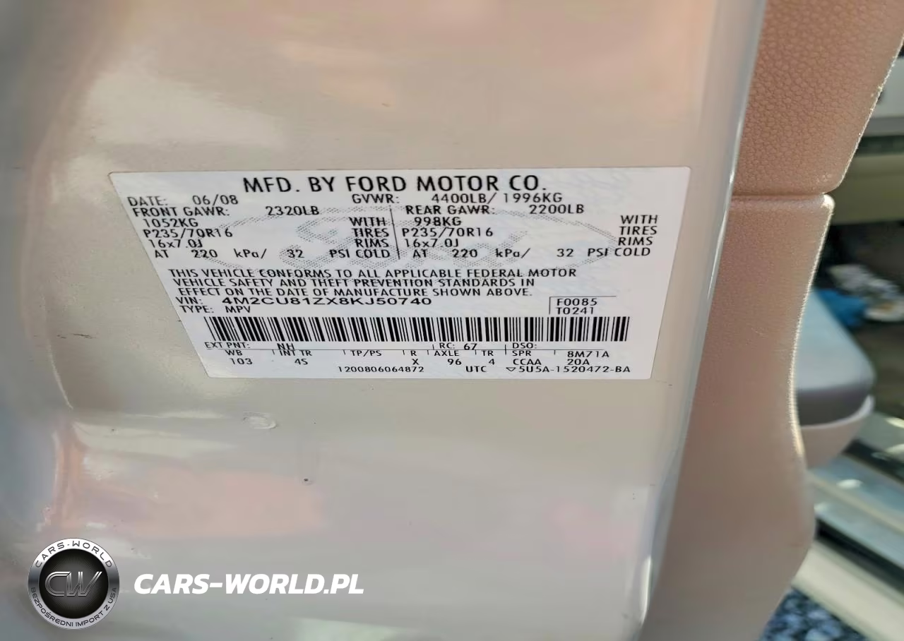 2008 Mercury Mariner VIN:4M2CU81ZX8KJ50740 - 13