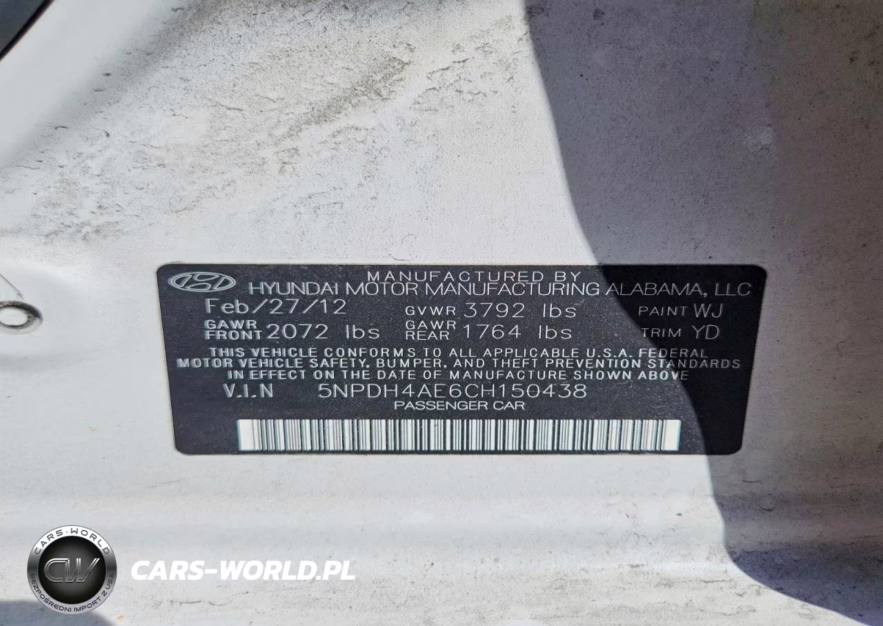 2012 Hyundai Elantra Gls VIN:5NPDH4AE6CH150438 - 12