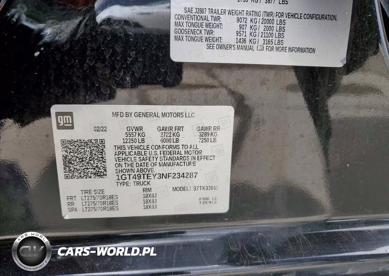 2022 GMC Sierra K3500 Sle VIN:1GT49TEY3NF234287 - 12