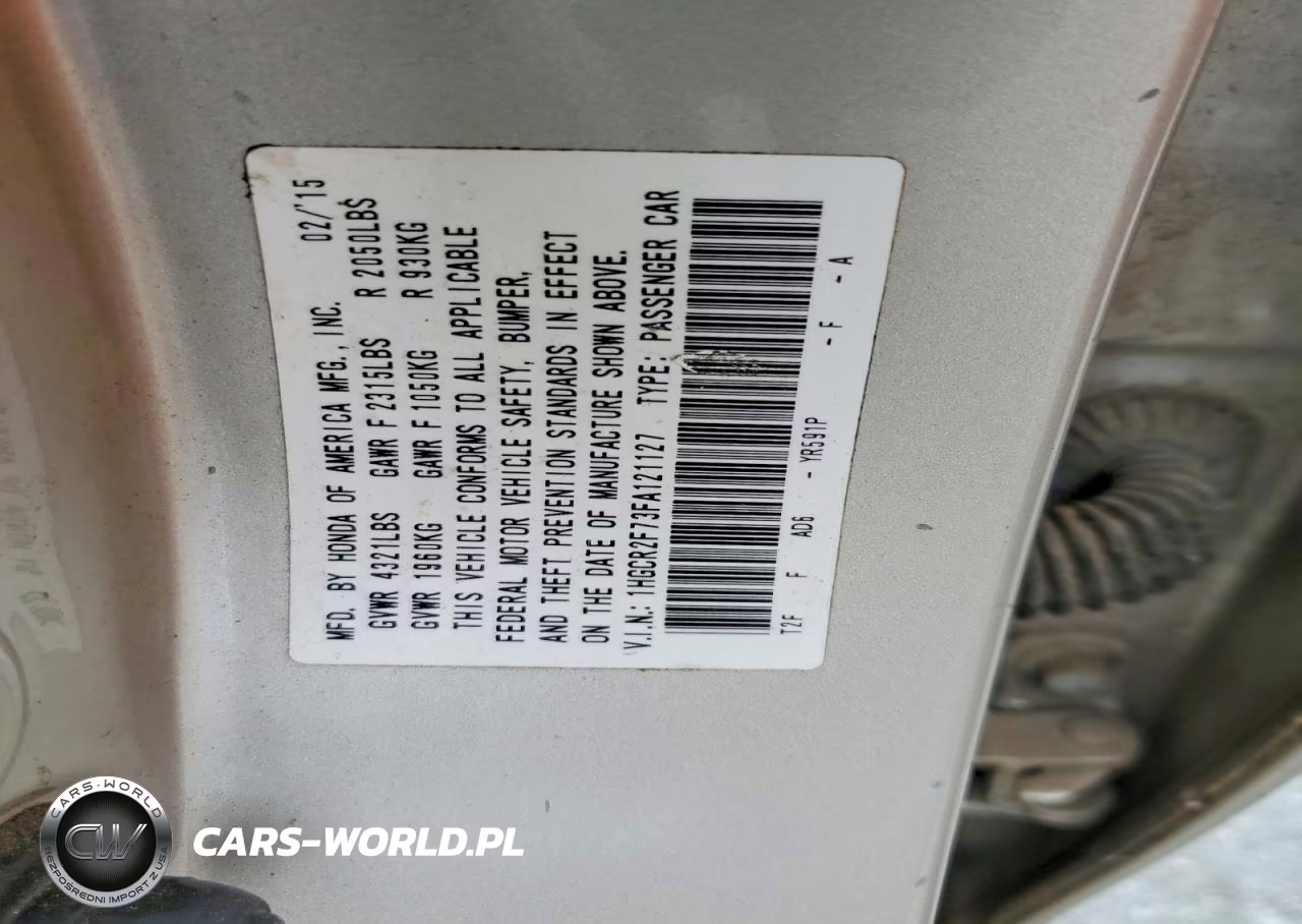 2015 Honda Accord Ex VIN:1HGCR2F73FA121127 - 12