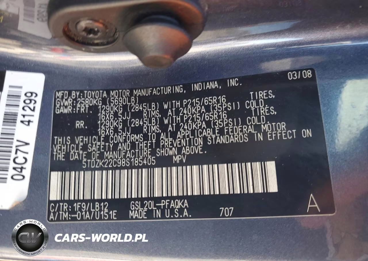 2008 Toyota Sienna Xle VIN:5TDZK22C98S185405 - 14