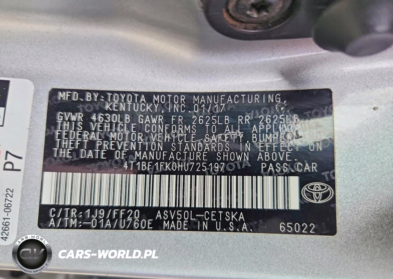 2017 Toyota Camry Se VIN:4T1BF1FK0HU725197 - 13