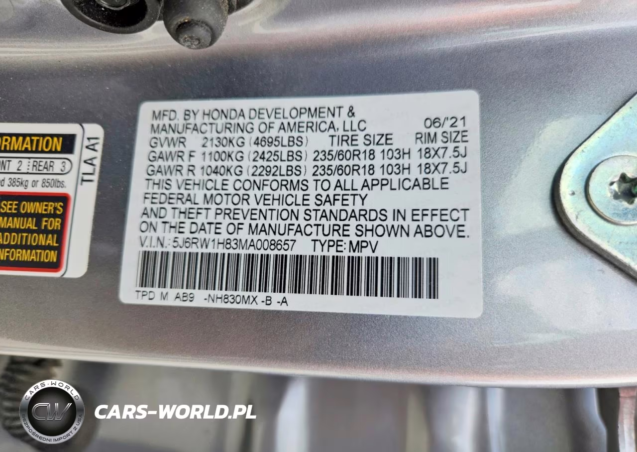 2021 Honda Cr-V Exl VIN:5J6RW1H83MA008657 - 13
