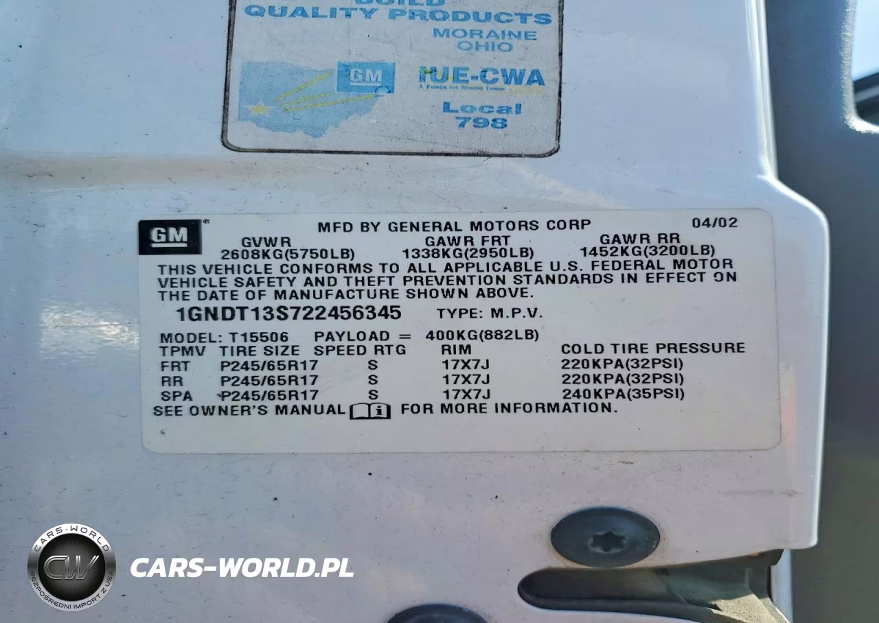 2002 Chevrolet Trailblazer VIN:1GNDT13S722456345 - 13