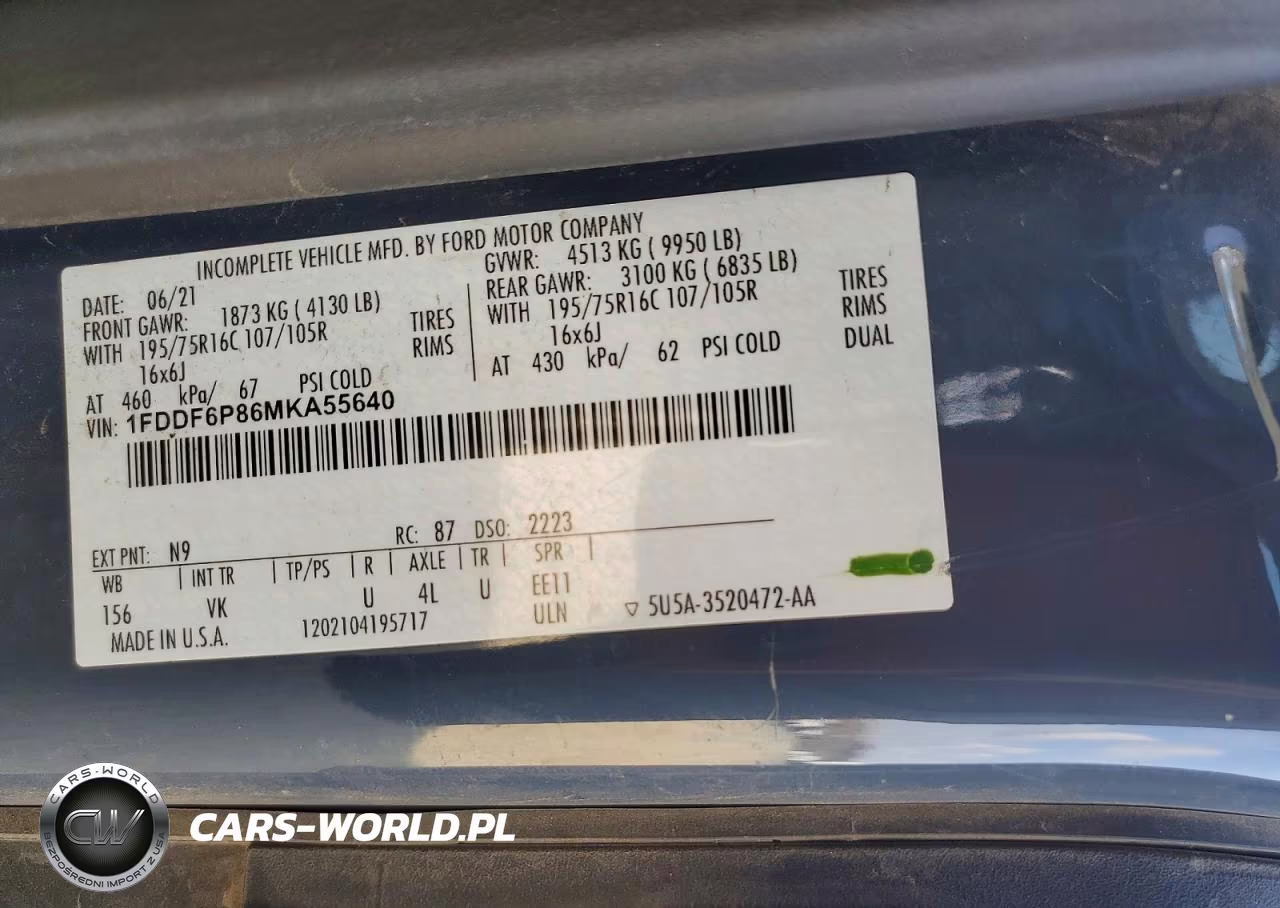 2021 Ford Transit Delivery Truck VIN:1FDDF6P86MKA55640 - 13