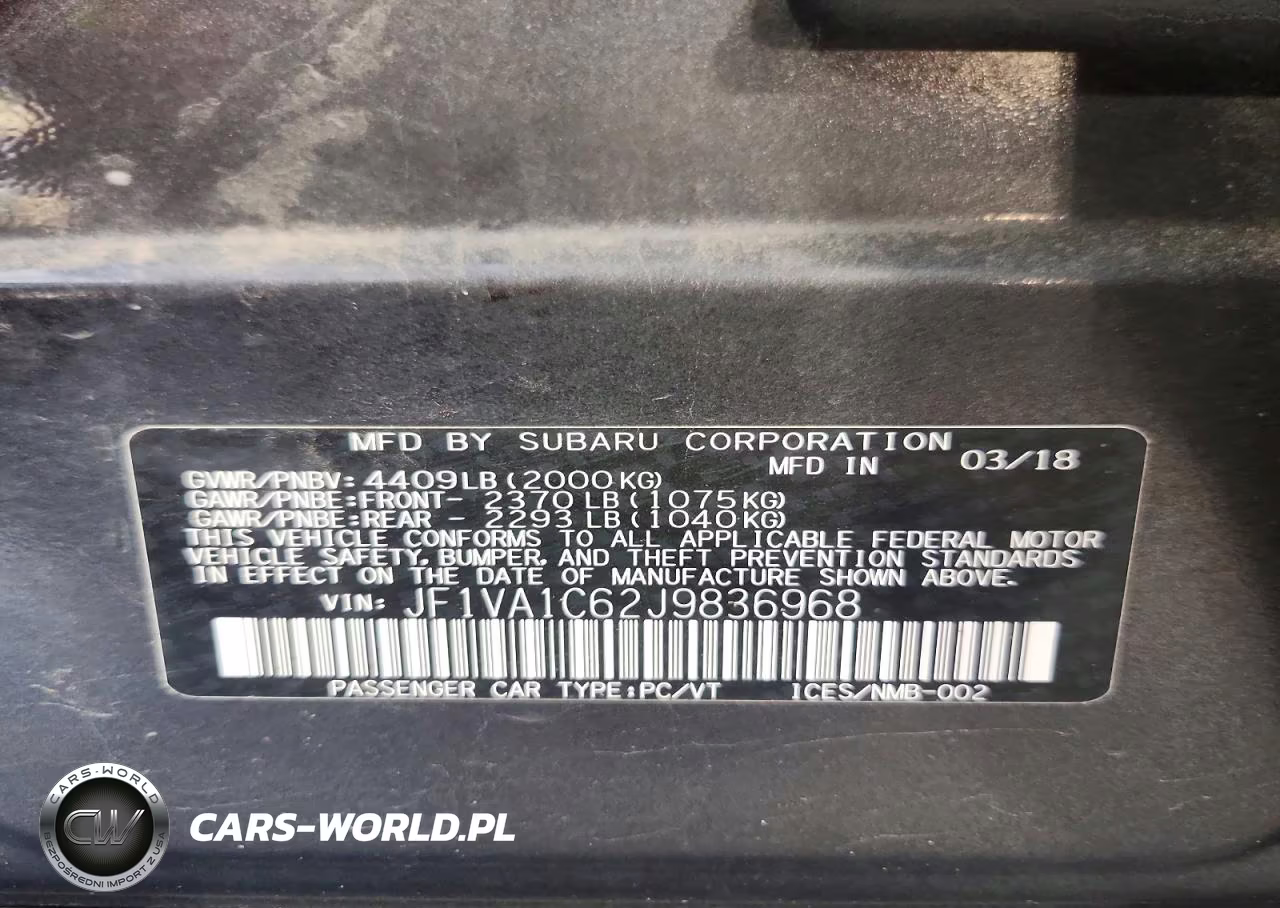 2018 Subaru Wrx Premium VIN:JF1VA1C62J9836968 - 13