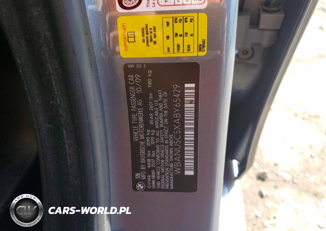 2010 BMW 528 I VIN:WBANU5C5XABY65429 - 11