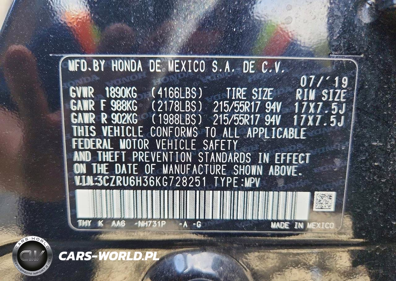 2019 Honda Hr-V Lx VIN:3CZRU6H36KG728251 - 13