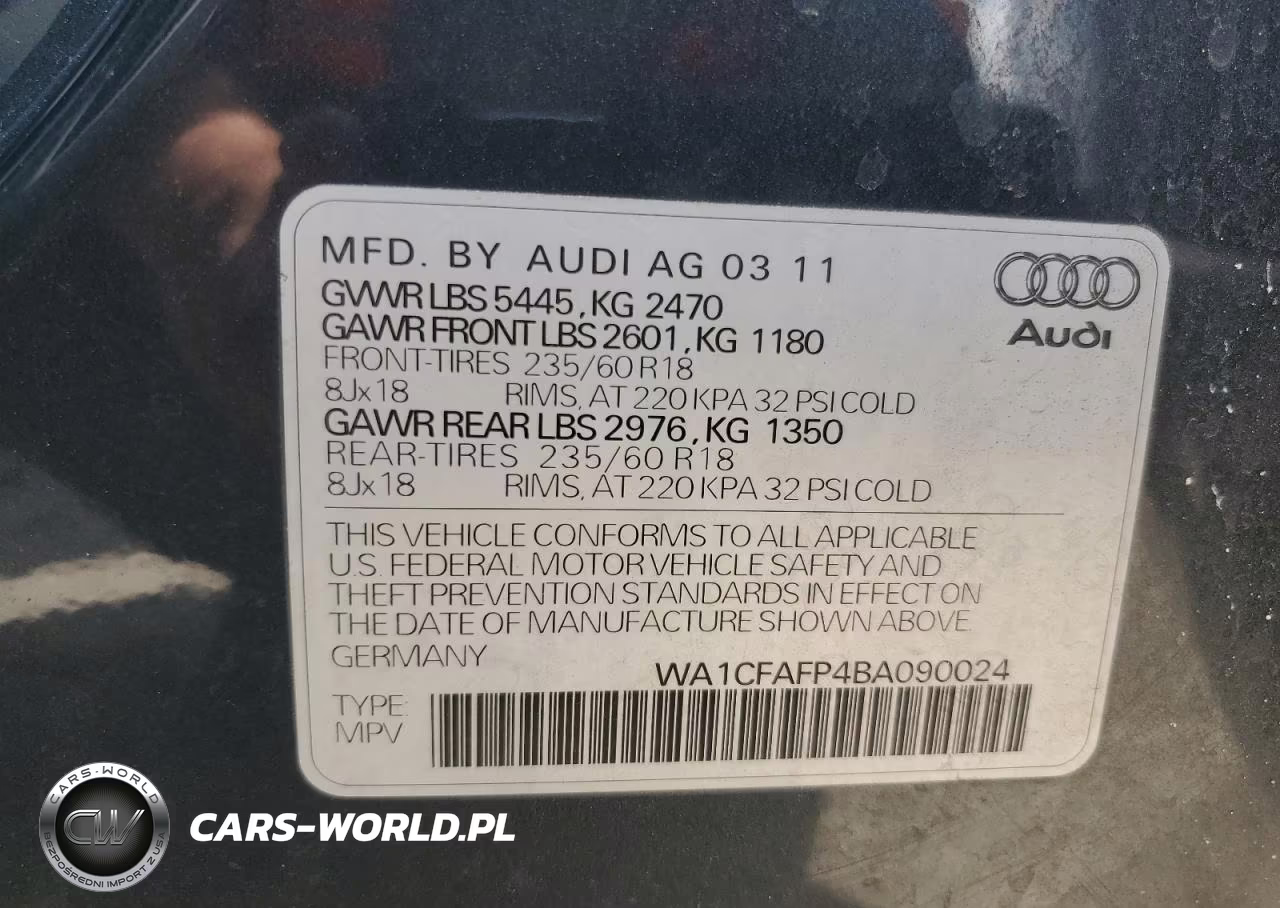 2011 Audi Q5 Premium VIN:WA1CFAFP4BA090024 - 13