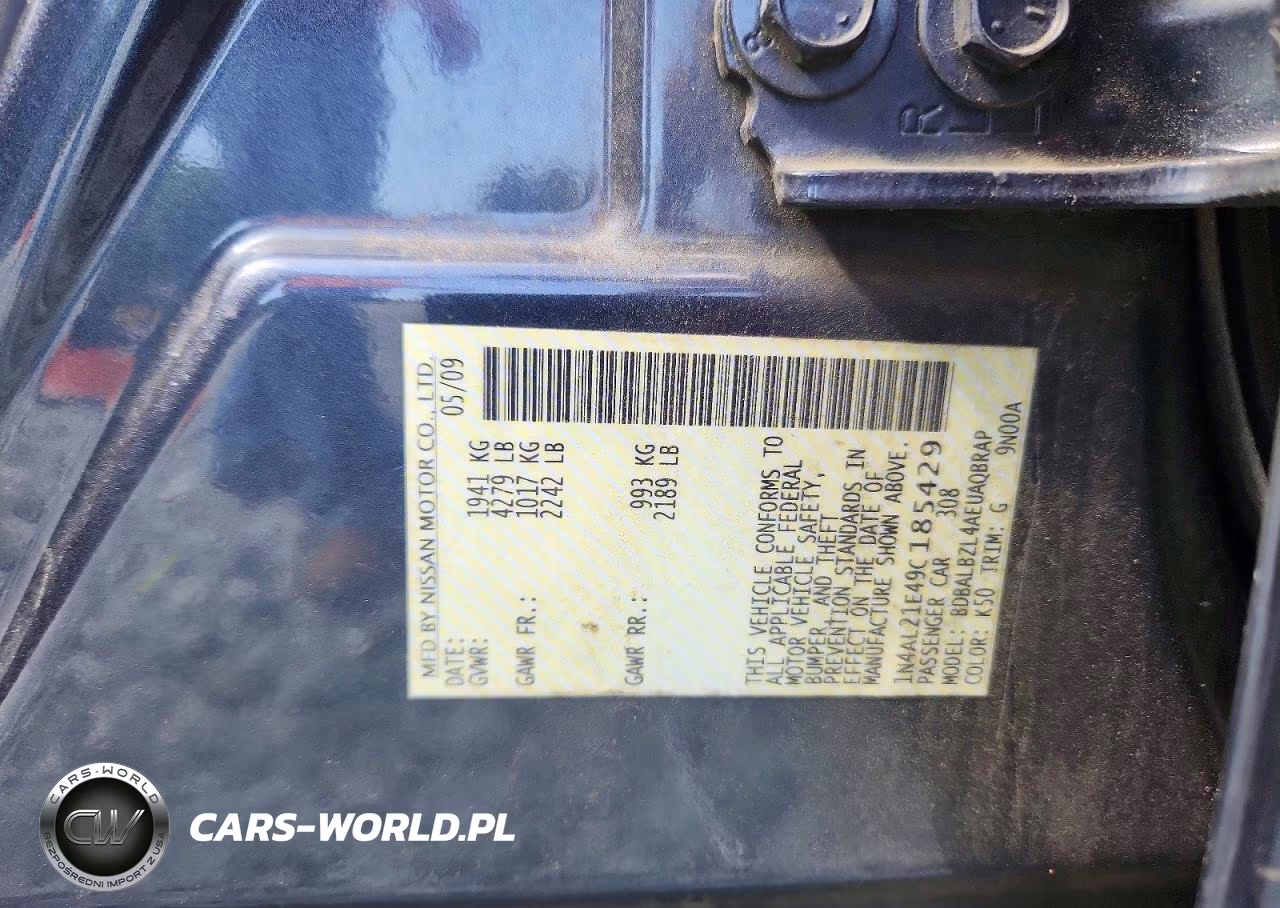 2009 Nissan Altima 2.5 VIN:1N4AL21E49C185429 - 12