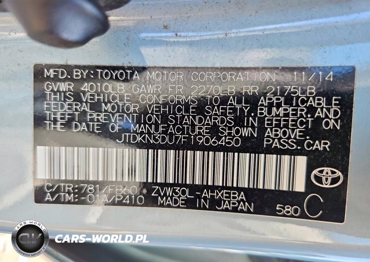 2015 Toyota Prius Two VIN:JTDKN3DU7F1906450 - 12