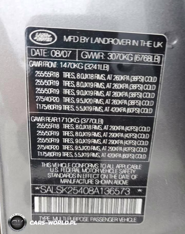 2008 Land Rover Range Rover Sport Hse VIN:SALSK25408A136573 - 13