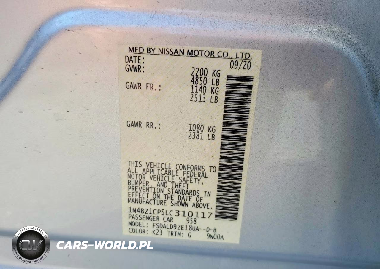 2020 Nissan Leaf Sv Plus VIN:1N4BZ1CP5LC310117 - 12