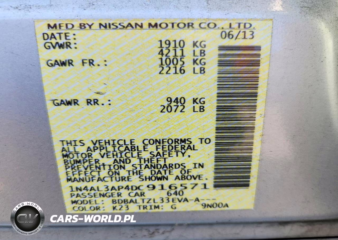 2013 Nissan Altima 2.5 VIN:1N4AL3AP4DC916571 - 13
