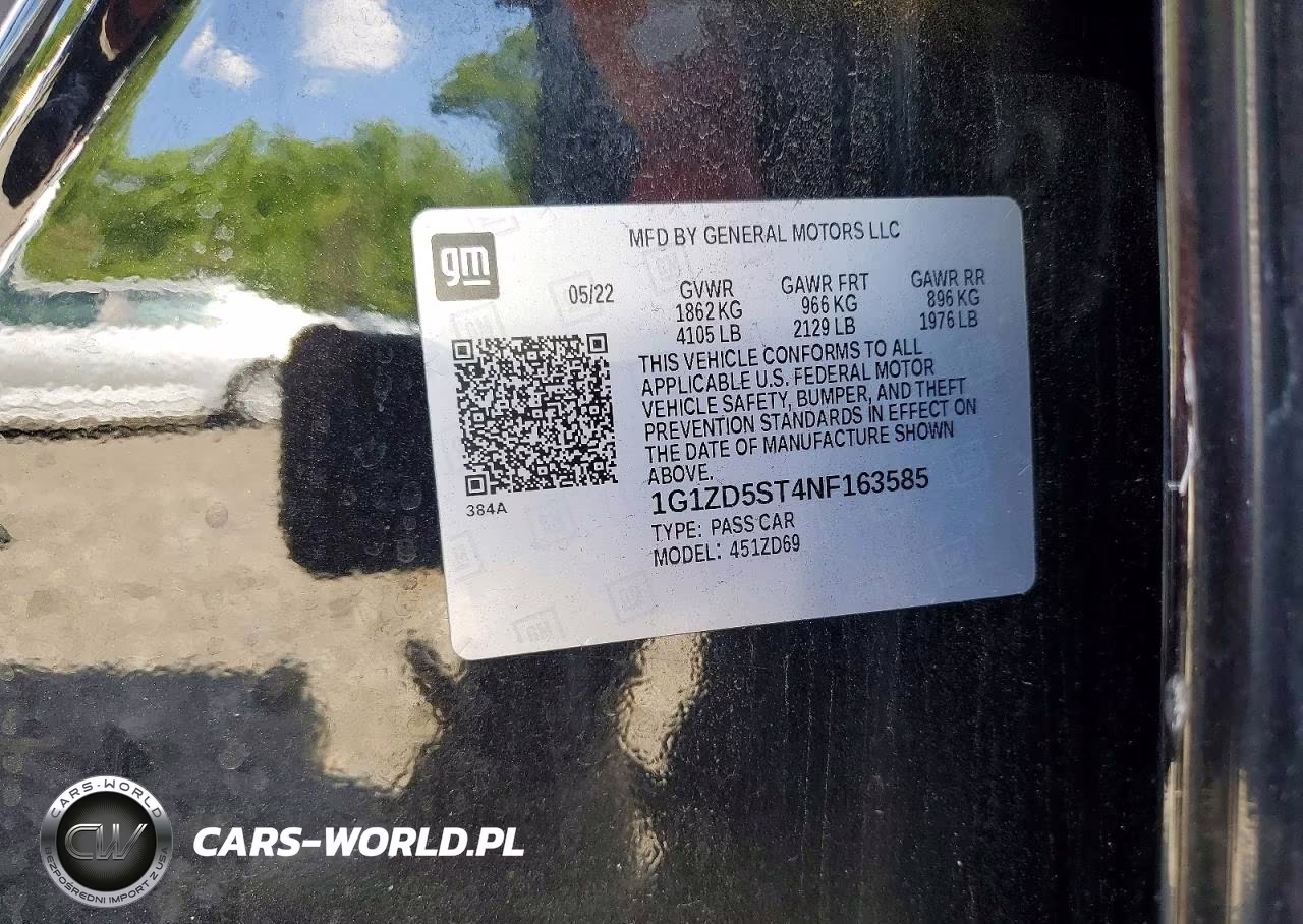 2022 Chevrolet Malibu Lt VIN:1G1ZD5ST4NF163585 - 12