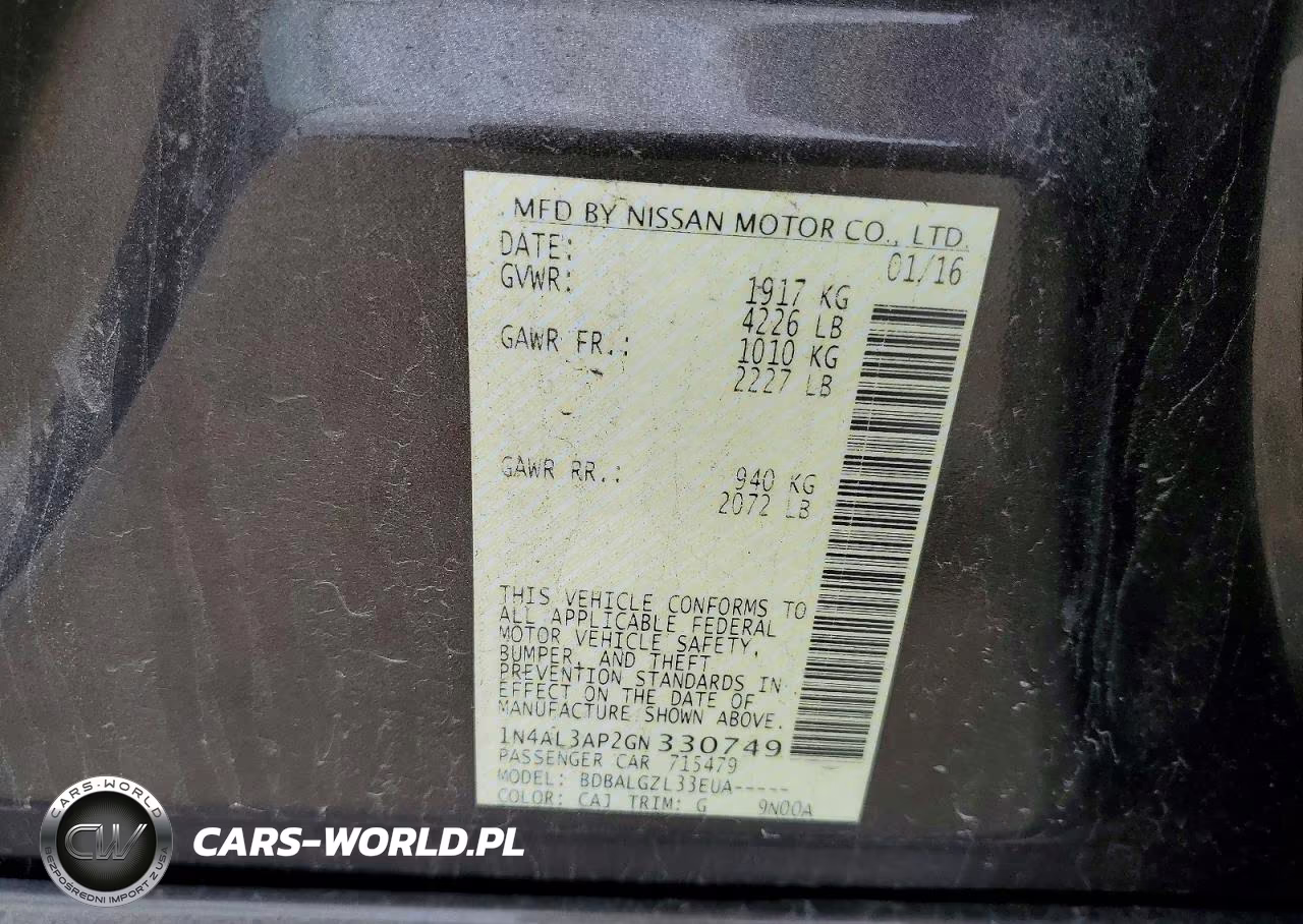 2016 Nissan Altima 2.5 S VIN:1N4AL3AP2GN330749 - 12