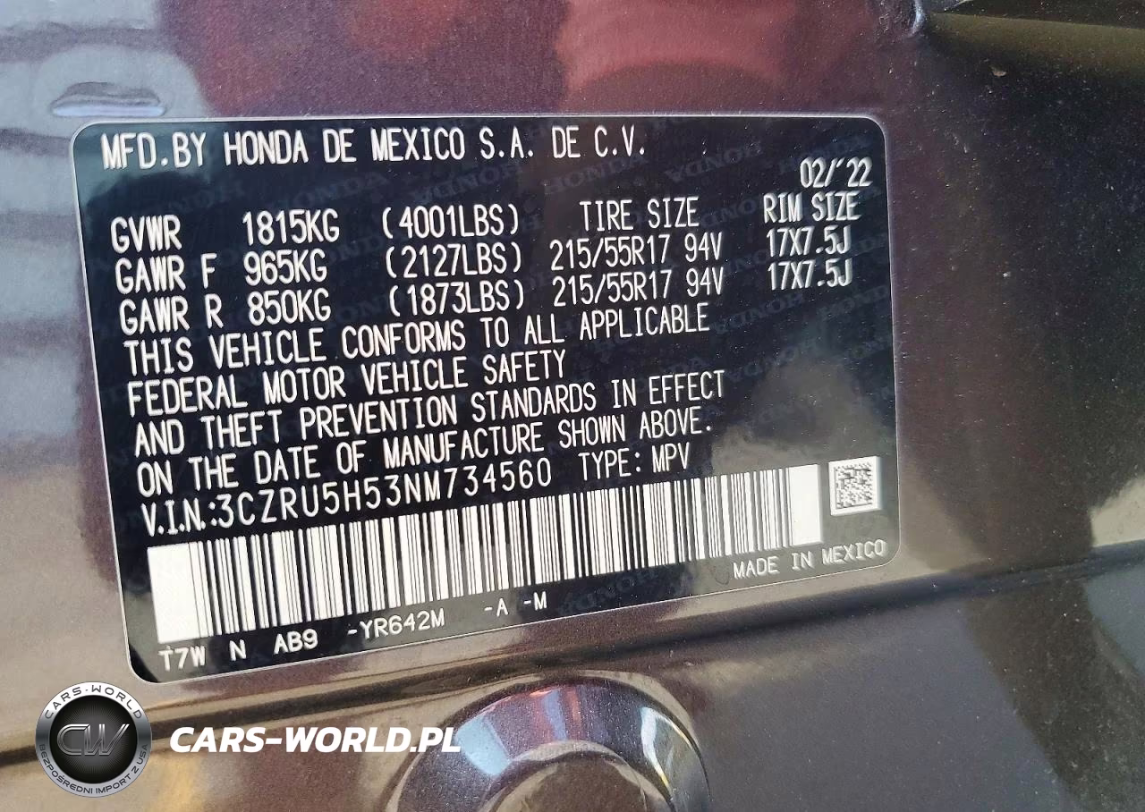 2022 Honda Hr-V Ex VIN:3CZRU5H53NM734560 - 13