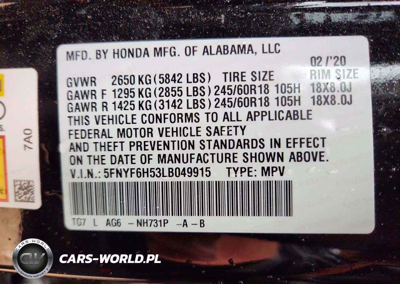 2020 Honda Pilot Exl VIN:5FNYF6H53LB049915 - 13