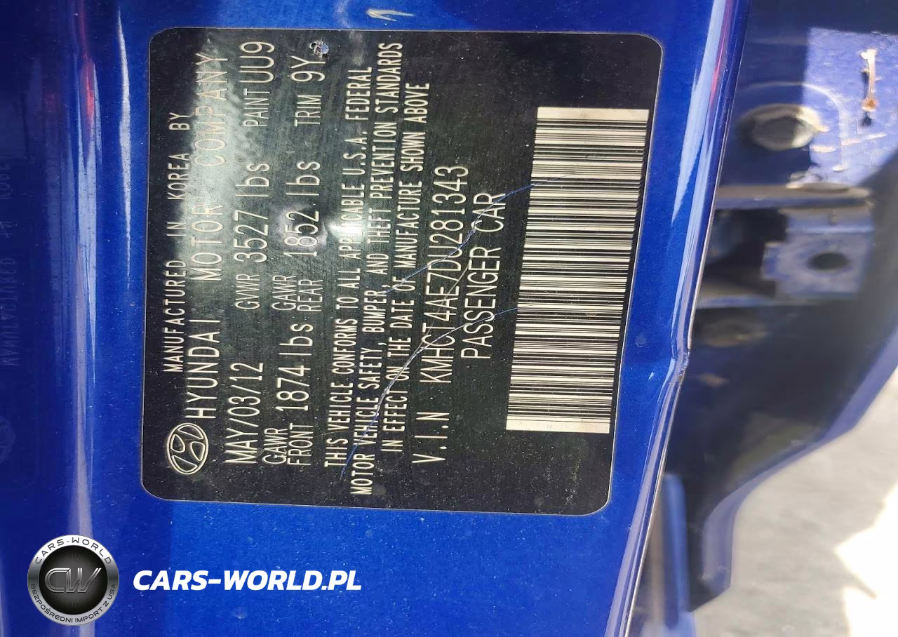 2013 Hyundai Accent VIN:KMHCT4AE7DU281343 - 12