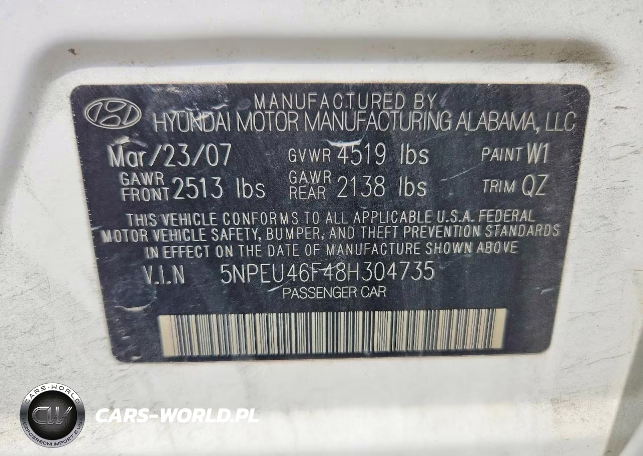 2008 Hyundai Sonata Se V6 VIN:5NPEU46F48H304735 - 12