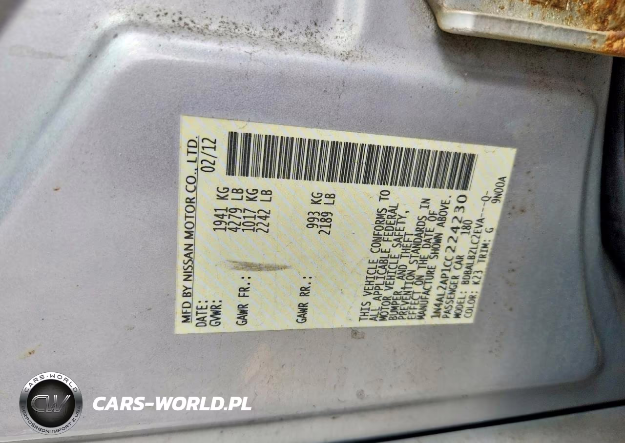 2012 Nissan Altima 2.5 VIN:1N4AL2AP1CC224230 - 12