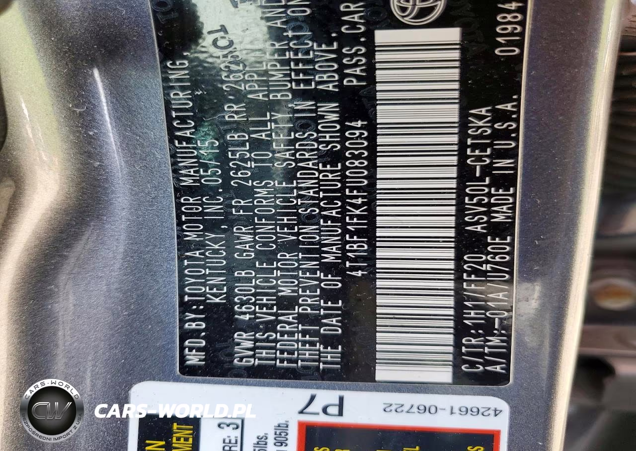 2015 Toyota Camry Se VIN:4T1BF1FK4FU083094 - 12