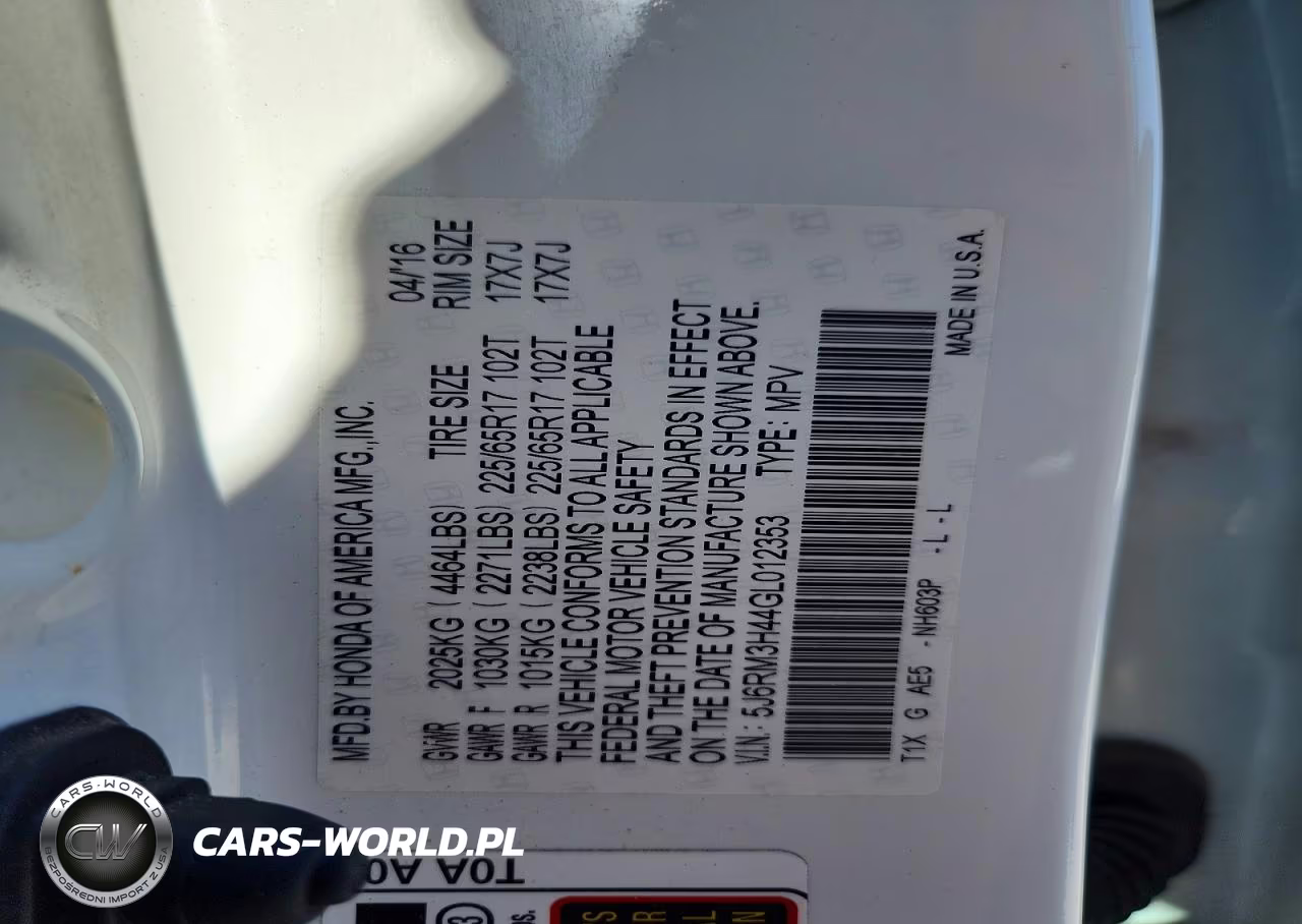2016 Honda Cr-V Se VIN:5J6RM3H44GL012353 - 13