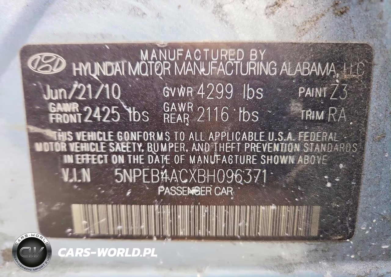 2011 Hyundai Sonata Gls VIN:5NPEB4ACXBH096371 - 13