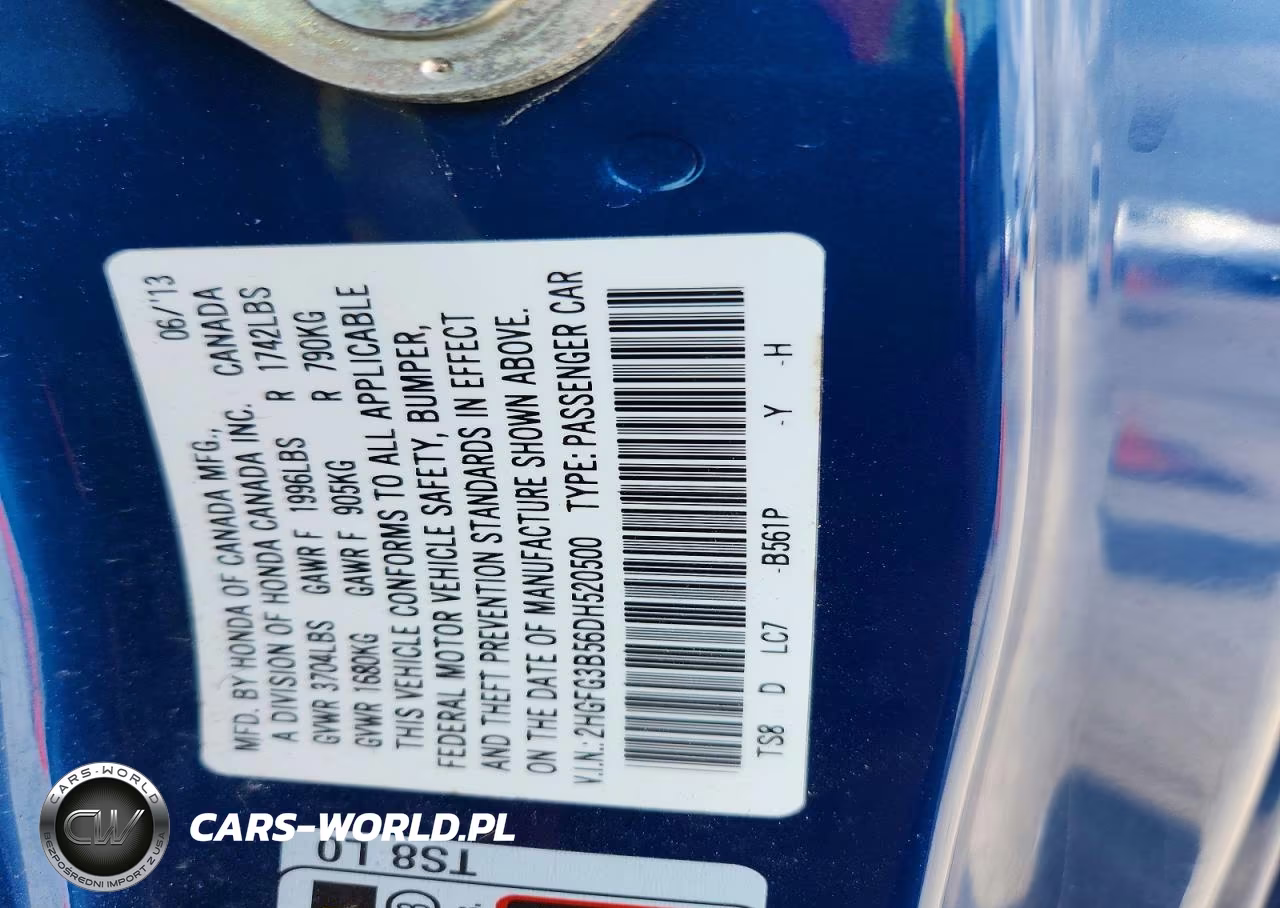 2013 Honda Civic VIN:2HGFG3B56DH520500 - 12