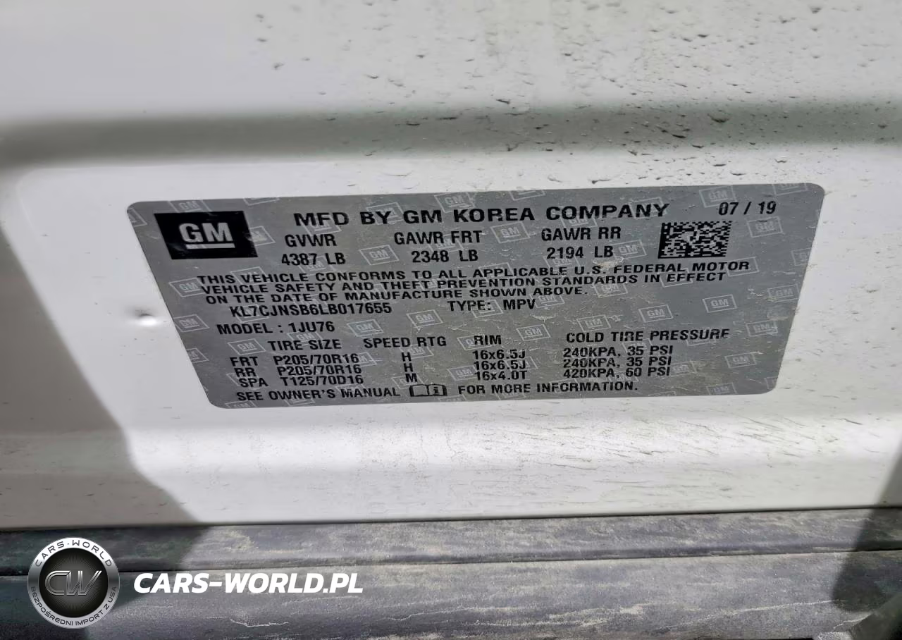 2020 Chevrolet Trax Ls VIN:KL7CJNSB6LB017655 - 13