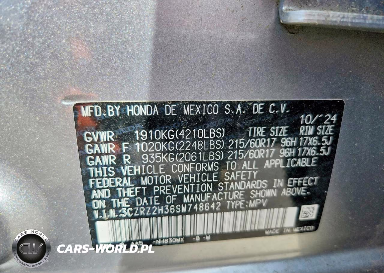 2025 Honda Hr-V Lx VIN:3CZRZ2H36SM748642 - 14