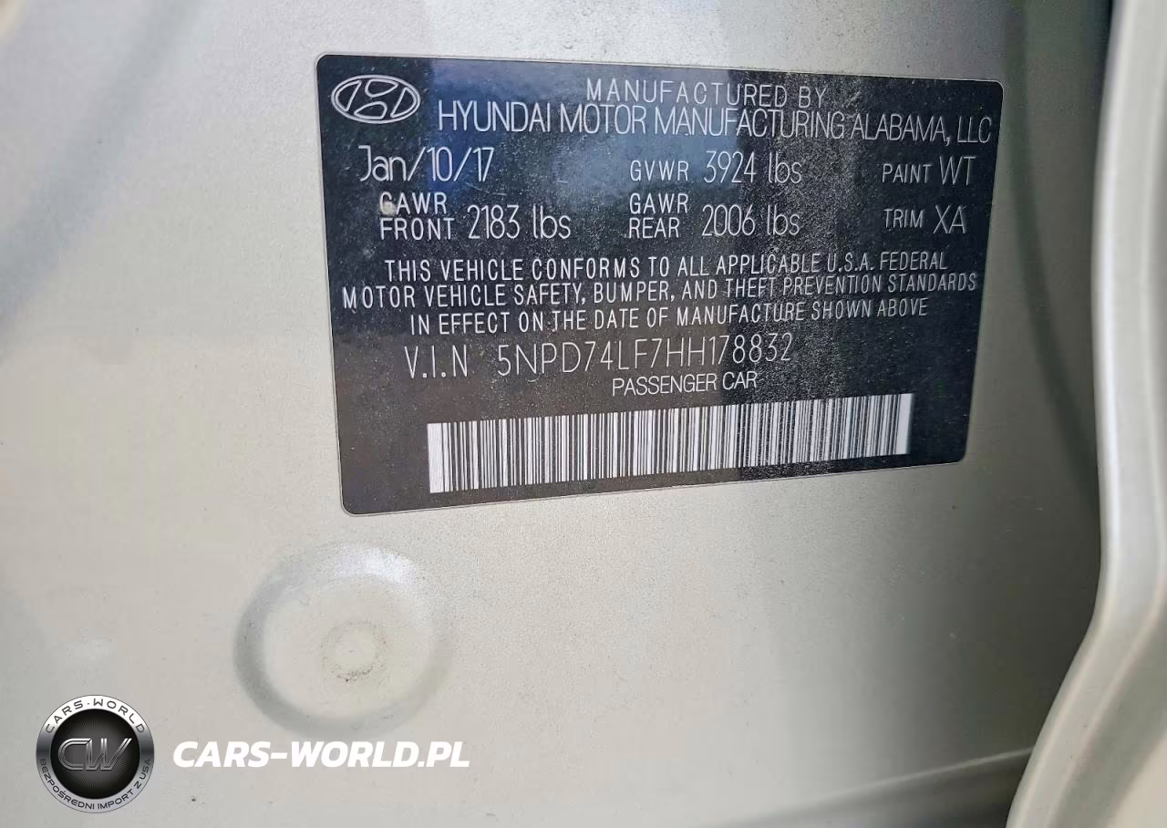 2017 Hyundai Elantra Se VIN:5NPD74LF7HH178832 - 12