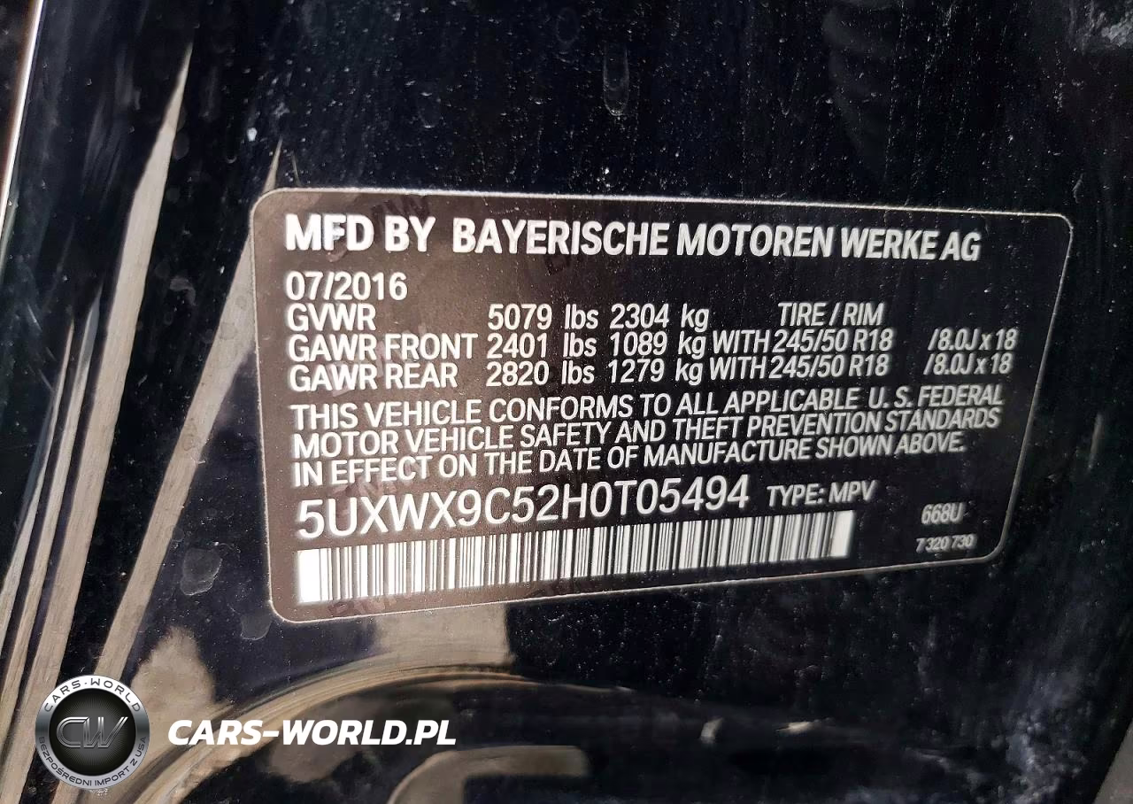 2017 BMW X3 xDrive28I VIN:5UXWX9C52H0T05494 - 13