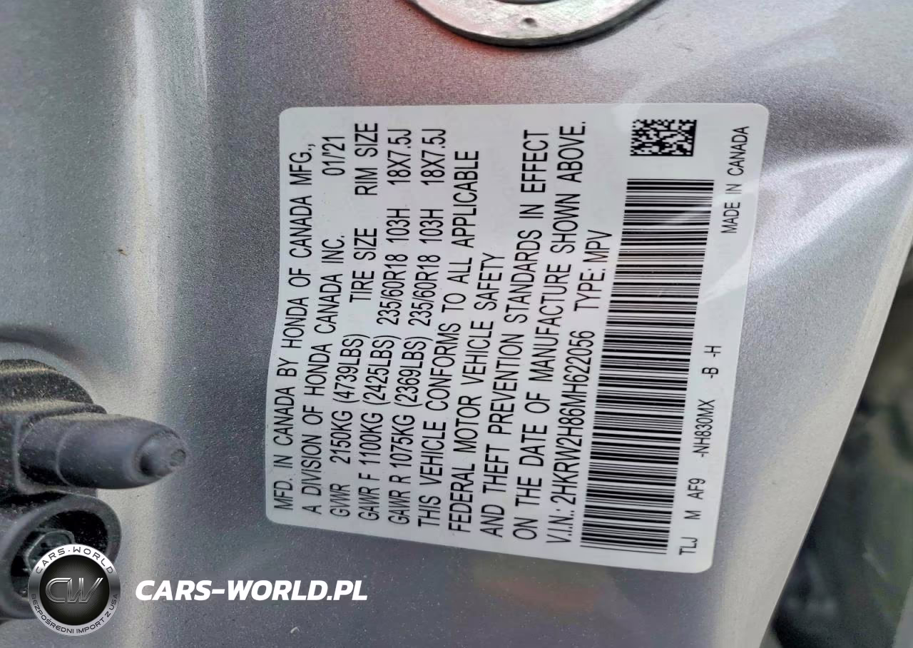 2021 Honda Cr-V Exl VIN:2HKRW2H86MH622056 - 12