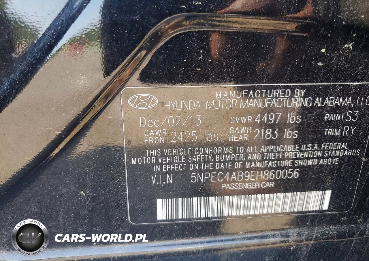2014 Hyundai Sonata Se 2.0T VIN:5NPEC4AB9EH860056 - 13