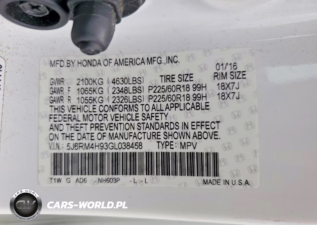 2016 Honda Cr-V Touring VIN:5J6RM4H93GL038458 - 13