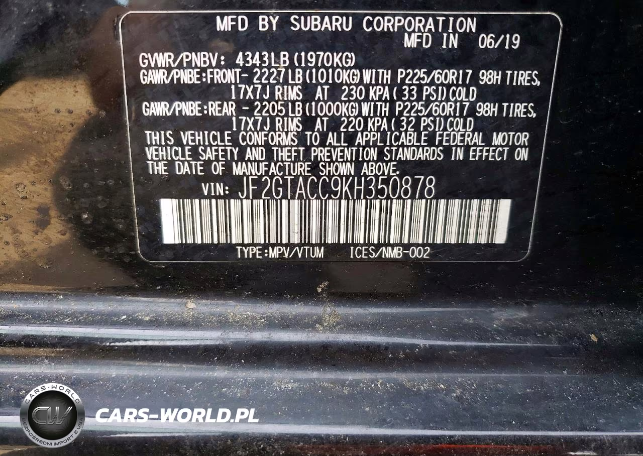 2019 Subaru Crosstrek Premium VIN:JF2GTACC9KH350878 - 12