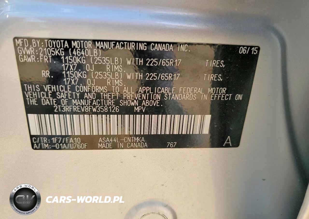 2015 Toyota Rav4 Xle VIN:2T3RFREV8FW358126 - 13