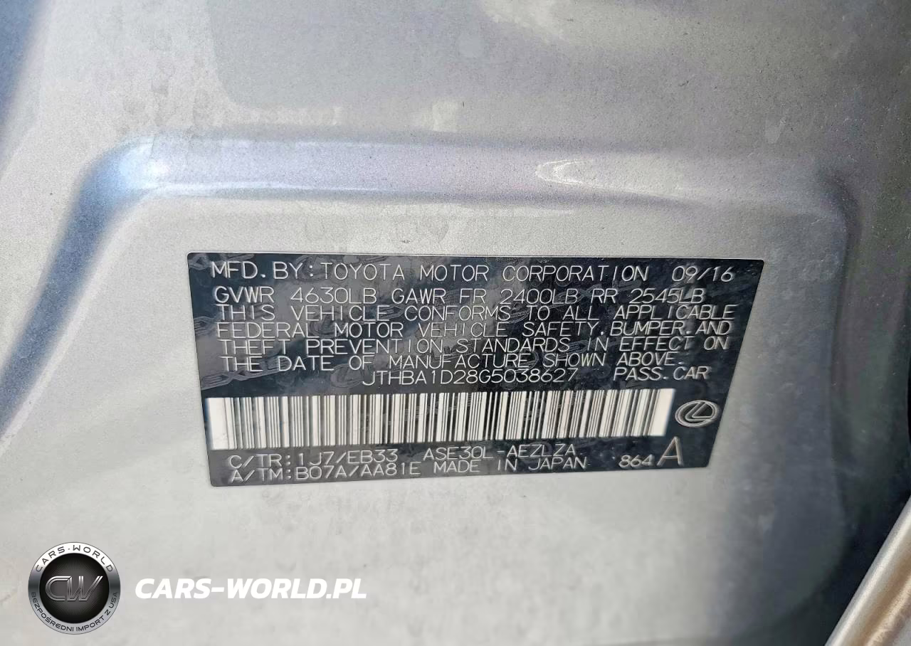 2016 Lexus Is 200T VIN:JTHBA1D28G5038627 - 12